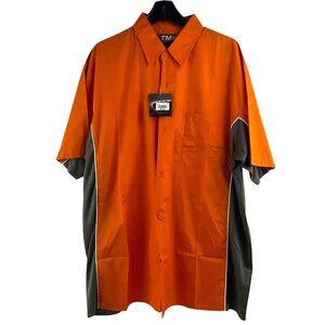 Tri-Mountain TRM Racing Mens Orange & Gray Short Sleeve Button-Up Shirt XL Hikin